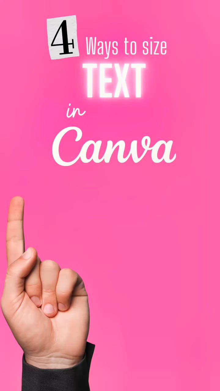 This may contain: a person making the vulcan sign with their hand and text that says 4 ways to size text in canva