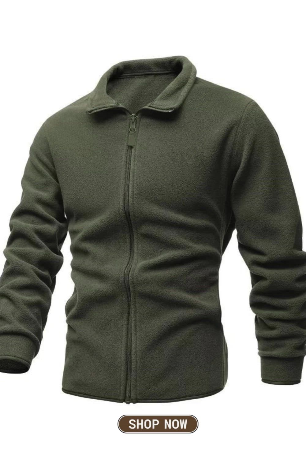 Men's Warm Fleece Jacket, Lapel Zip Up Jacket Coat For Fall Winter