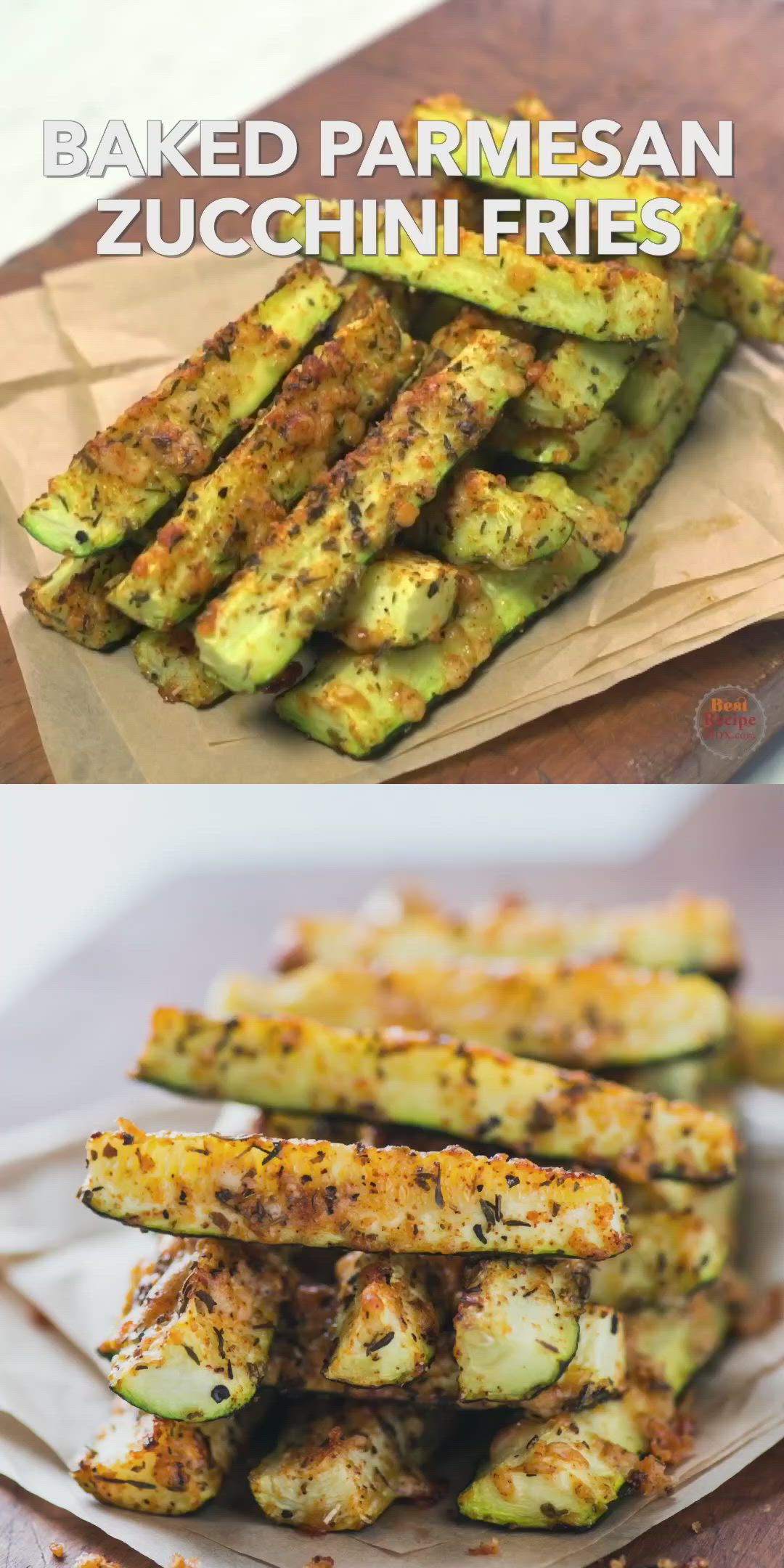 This may contain: grilled parmesan zucchini fries are the perfect side dish for any meal