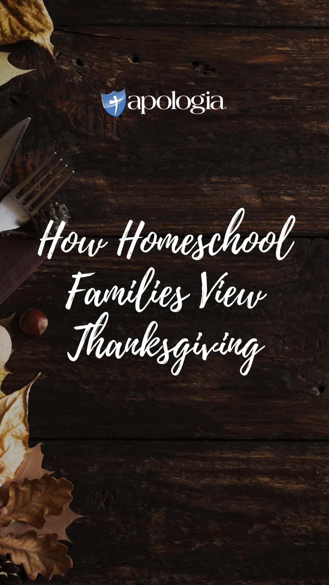 This may contain: the words how homeschool families view thanksgiving