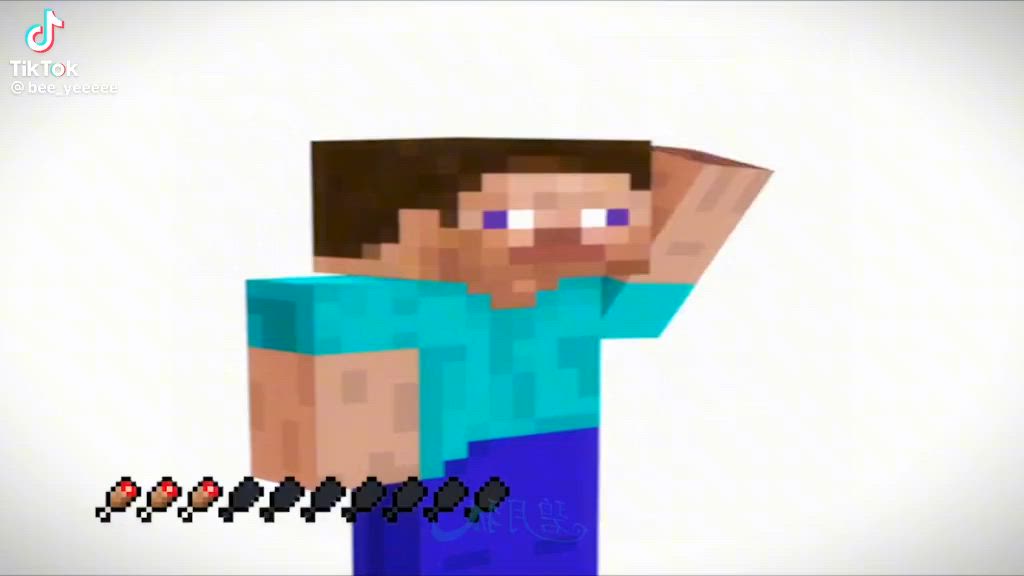 This may contain: a minecraft man is holding his hands behind his head