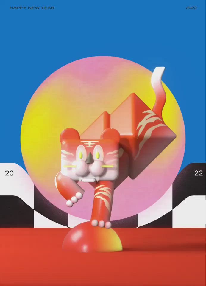 This may contain: a cartoon cat is standing in front of a colorful background