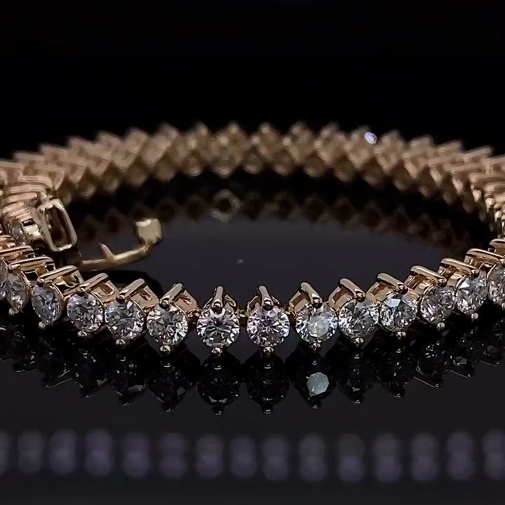 BRC203-2.7 - 2.7mm Round Moissanite Tennis Bracelet, set in 14k yellow gold⁠