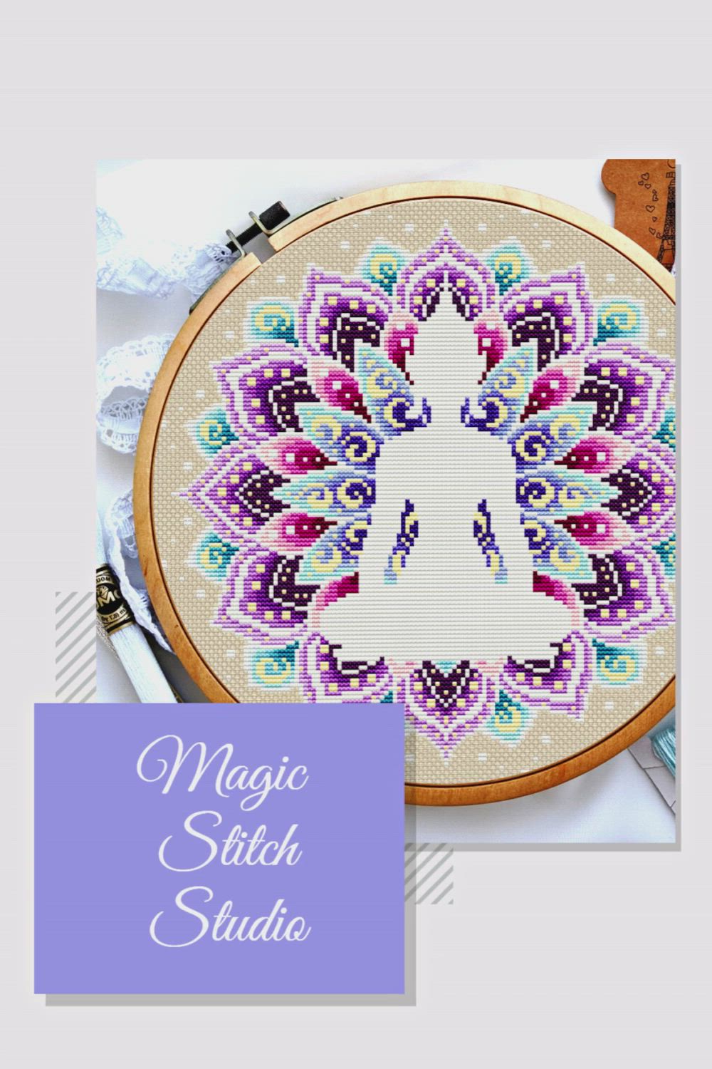 This contains: Mandala Buddha cross stitch pattern, Cross stitch flowers, Beginner cross stitching, Rainbow cross stitch, Digital download PDF