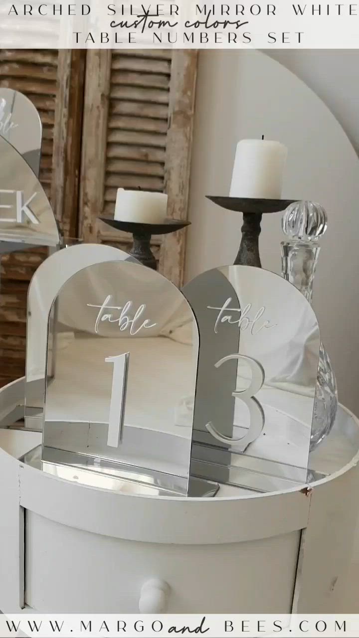 This contains: Arch Acrylic Table Numbers Silver Acrylic Sign, Silver Plexi Table Numbers, Luxury Wedding Table Decor Centerpieces Decorations, SvS