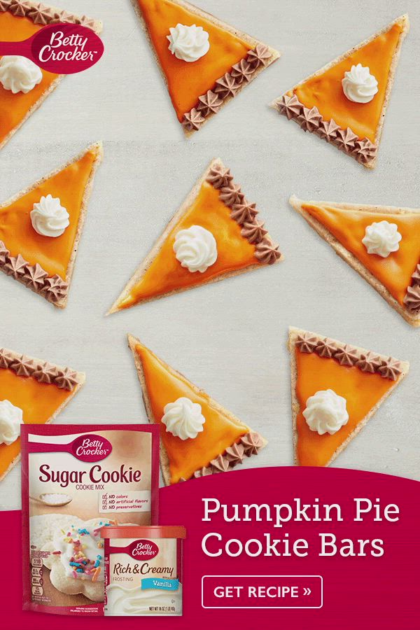 This may contain: an advertisement for a pumpkin pie cookie bar