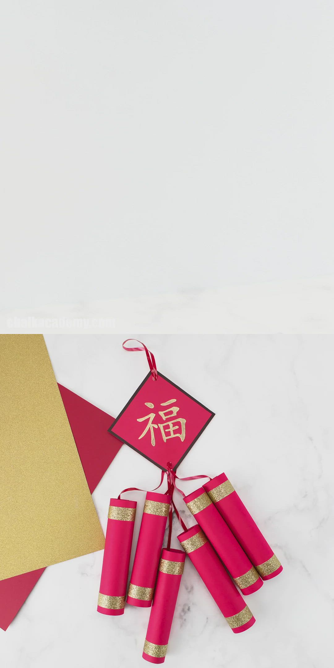 This may contain: the chinese firecrackers craft is made with red paper and gold foil