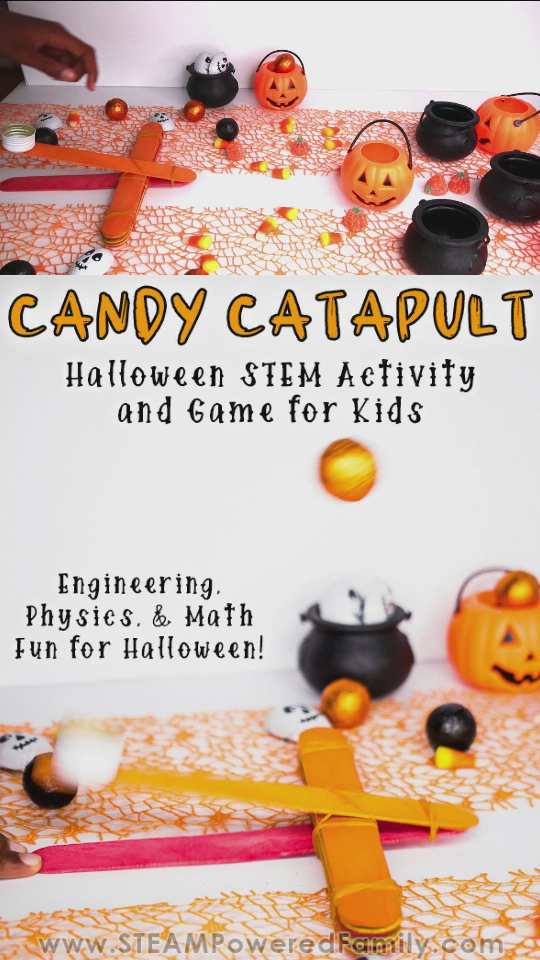 This contains an image of: The Best Halloween Activity for Kids - CANDY CATAPULTS!