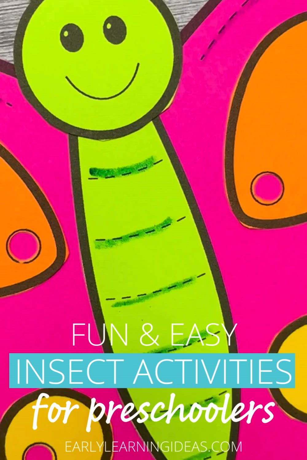 This may contain: a paper butterfly with the words fun and easy insect activities for preschoolers on it