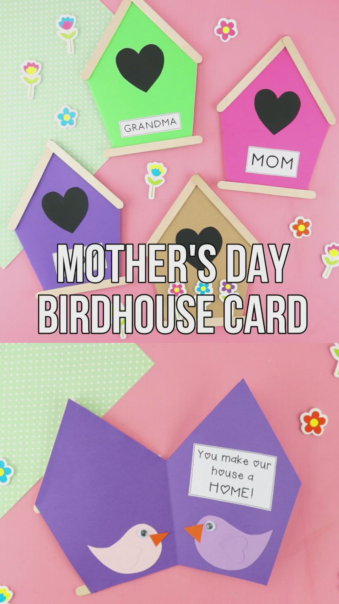 This may contain: mother's day birdhouse card made out of paper