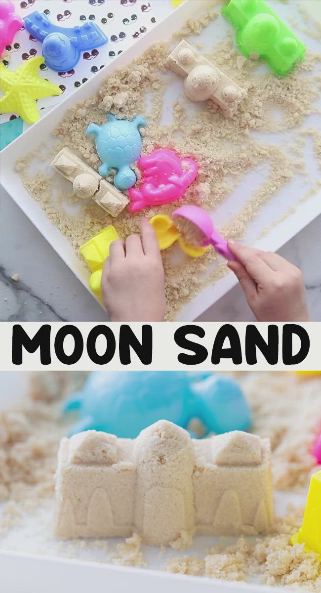 This may contain: the moon sand is made with different shapes and colors