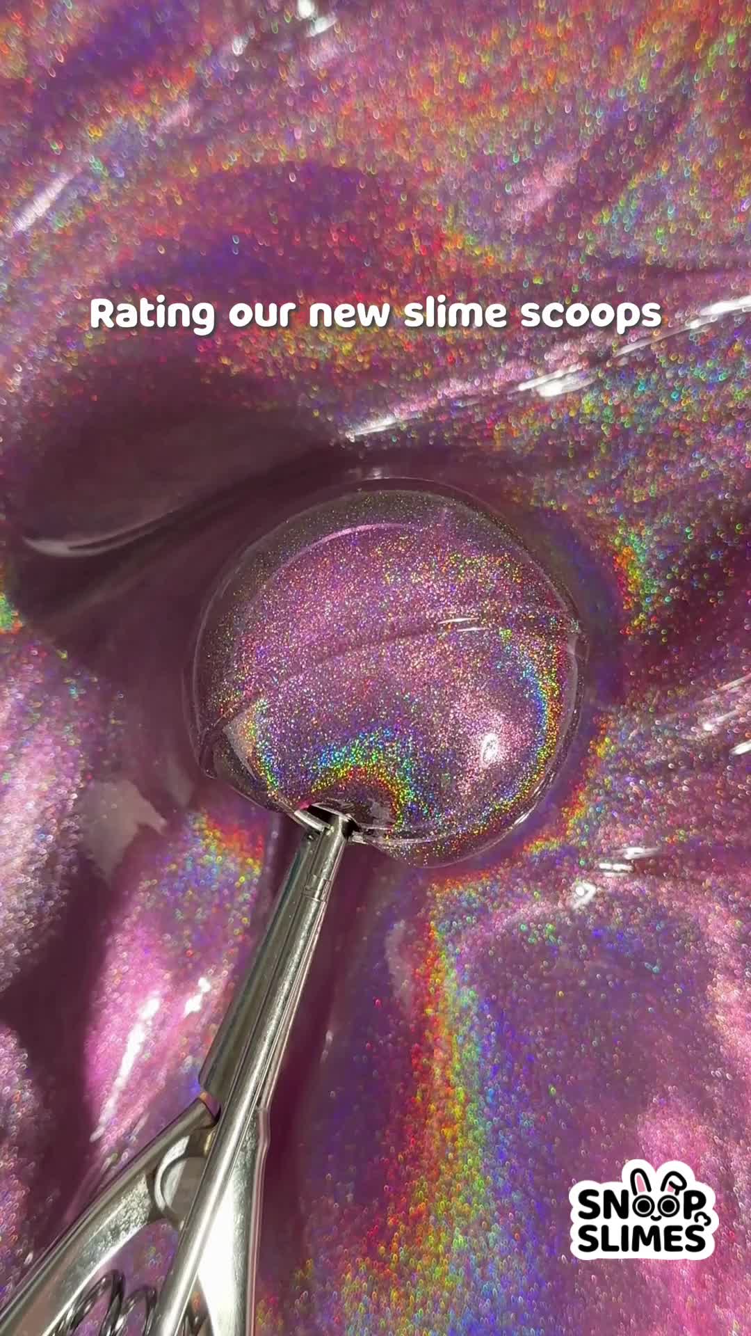 This may contain: a magnifying glass with the words ratings our new slime scoops for this week's vx research