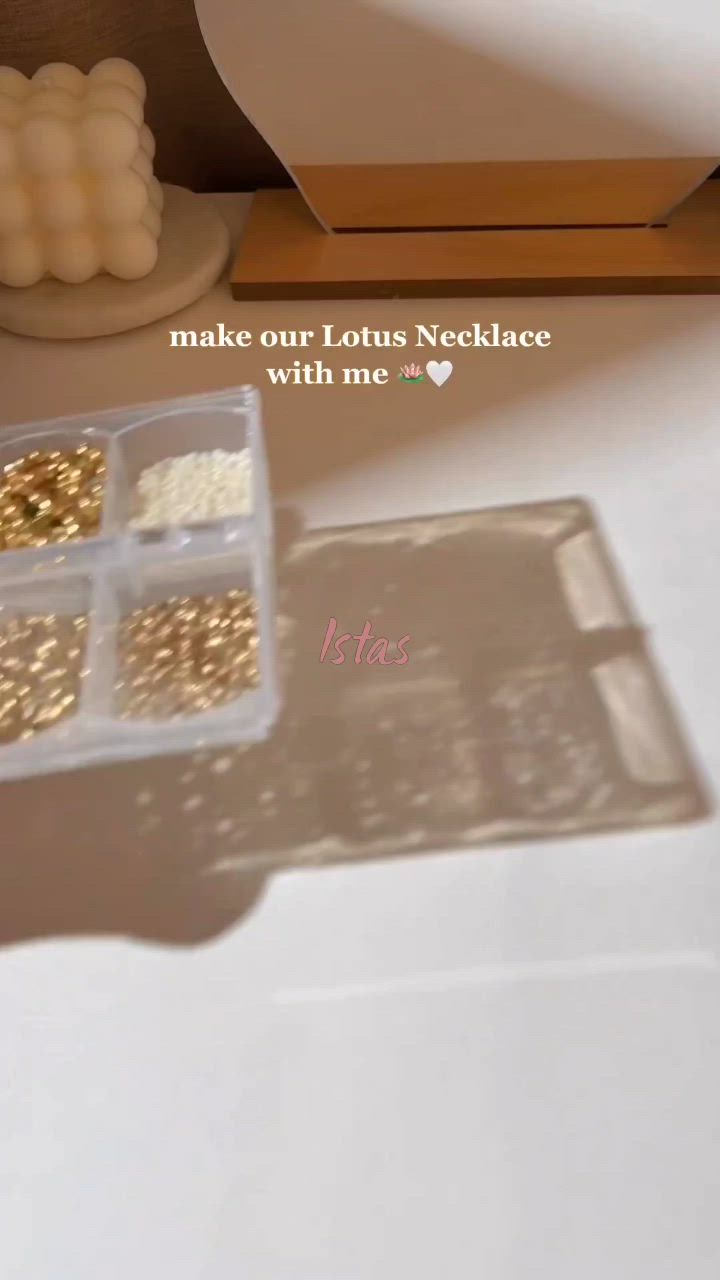 This contains an image of: lotus flower beaded necklace making ideas