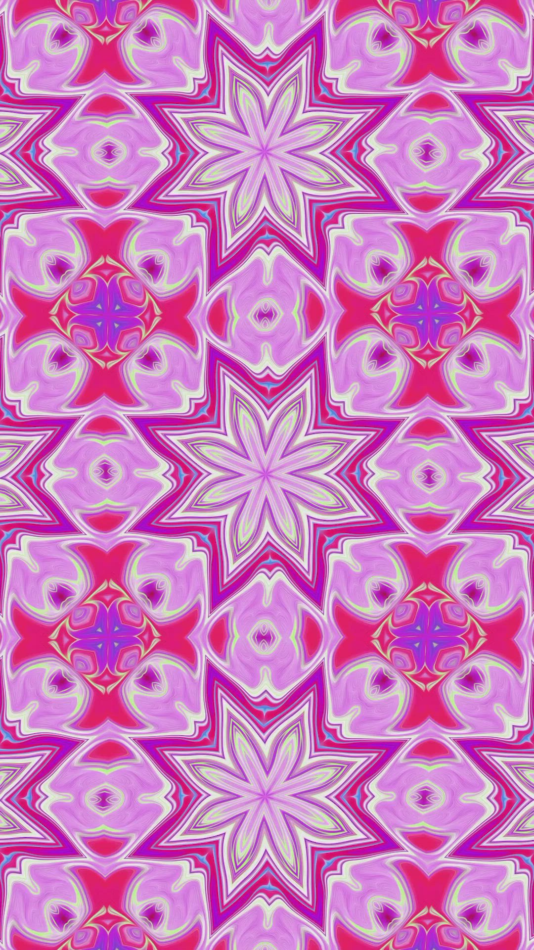 This may contain: an abstract red and purple flower design