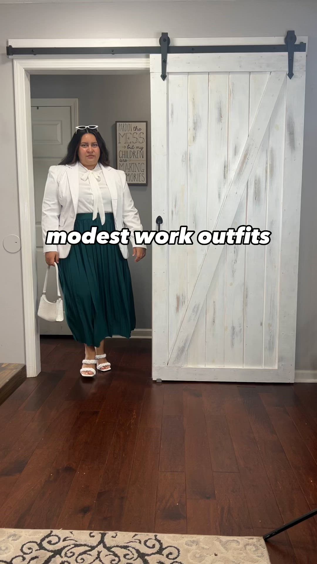 This contains an image of: modest work outfits