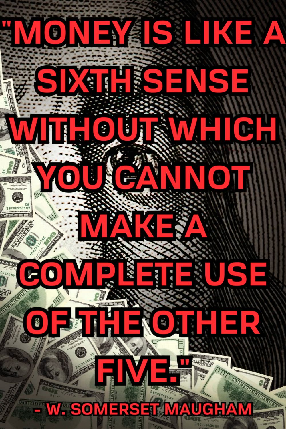 This may contain: money is like a six - sense without which you cannot make a complete use of the other five