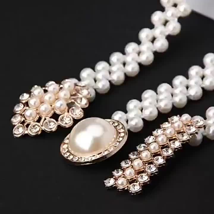 Gender:Women's; Style:Classic,Formal; Occasion:Wedding,Party,Daily,Work; Belt Material:Metal Chain; Decor:Bead Pearl Decor; Buckle Material:Rhinestone Buckle; Type:Chain Belt