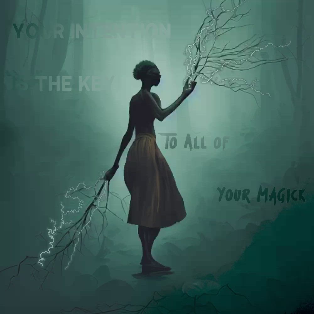 This may contain: a painting of a woman holding branches with the words, you're not in the key to all of your magic