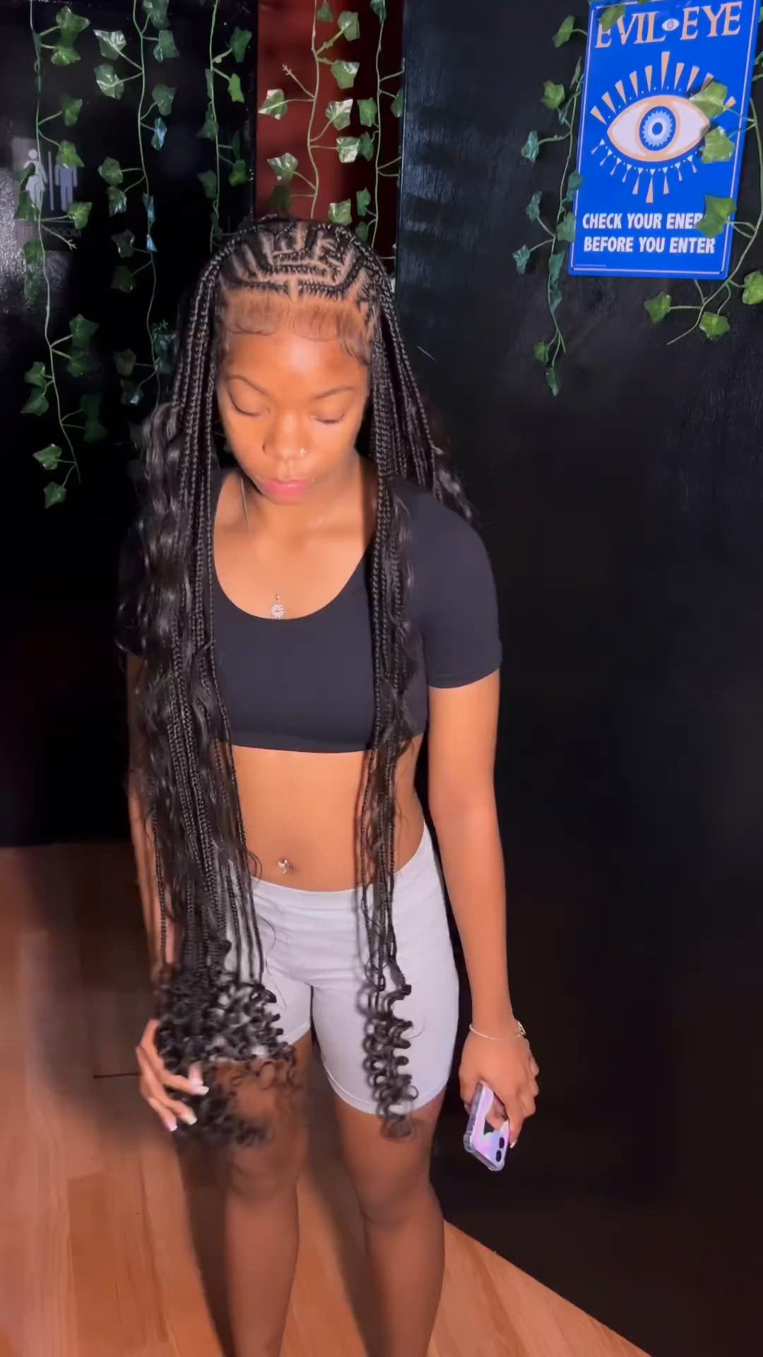 Boho goddess Fulani braids with curled ends