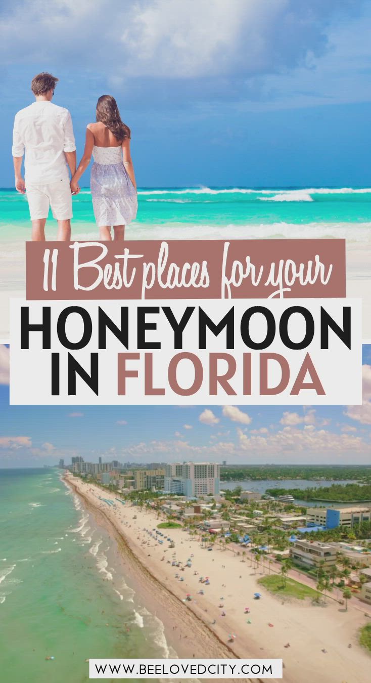 This may contain: the best places for honeymoon in florida