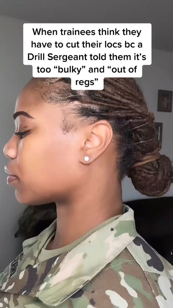 When trainees think they have to cut their locs because a DRILL SARGEANT told them dreadlocks are too "bulky"and "out of regs".... Lobster roll bun for locs!