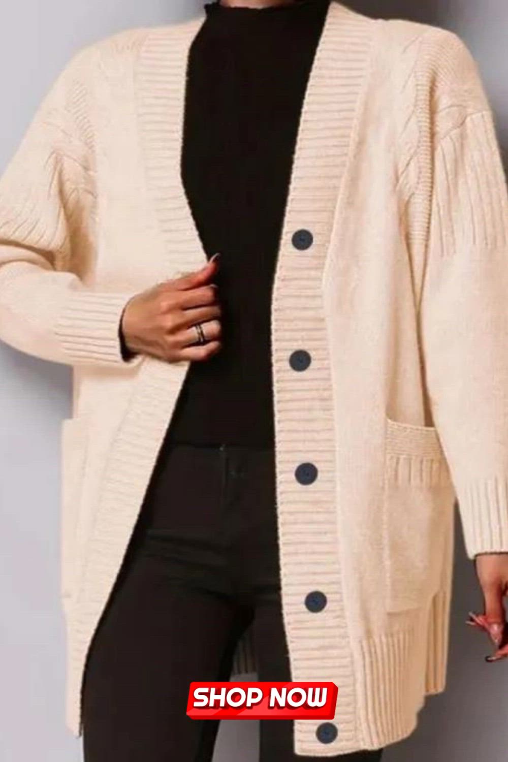 The Women's Plus Solid Long Sleeve Button Up Slight Stretch Sweater Cardigan with Pockets is a versatile addition to any wardrobe. Featuring a classic button-up design, long sleeves, and convenient pockets, this cardigan offers both style and functionality with a slight stretch for added comfort.