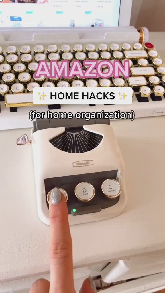 This may contain: an old fashioned typewriter sitting on top of a desk