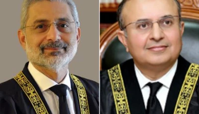 justice qazi faez isa and justice mansoor ali shah photo file