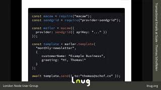 Thomas Schoffelen - Transactional emails at scale LNUG #93 - March 2020 - The Remote Edition