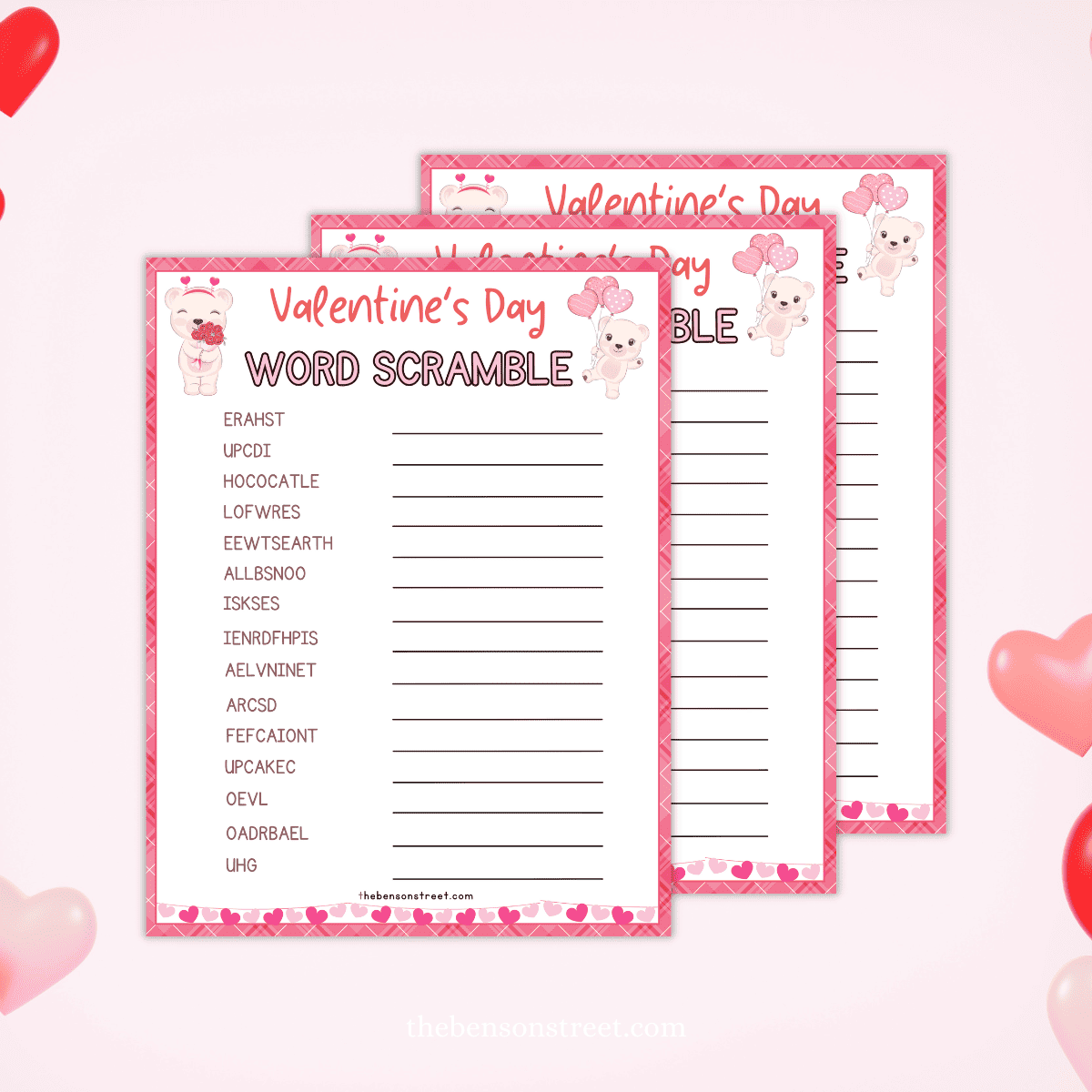 Printable Valentine Word Scramble: Free Game