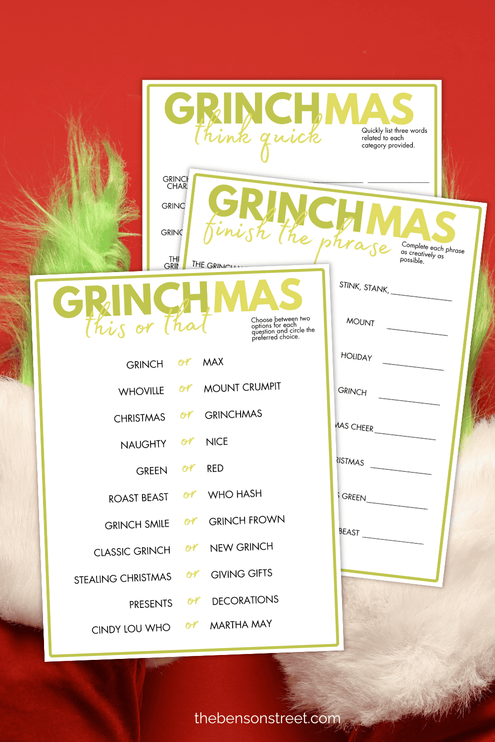 Free Printable Games for Christmas all around the story of the Grinch