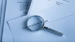 Uma imagem que mostra uma lupa sobre um currículo