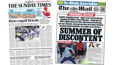 A composite image of the front page of the Sunday Times and the Mail on Sunday newspapers