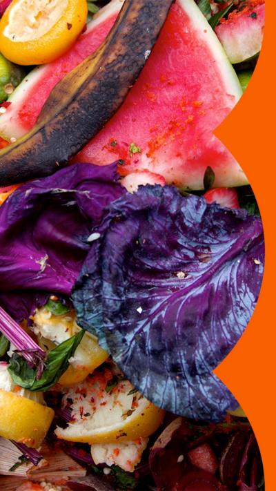 A range of fruit and vegetables scraps in a pile