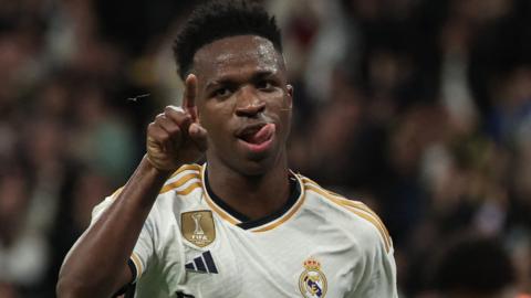 Vinicius Jr celebrates scoring for Real Madrid