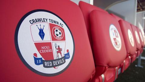 The home bench at Broadfield Stadium, home of Crawley Town