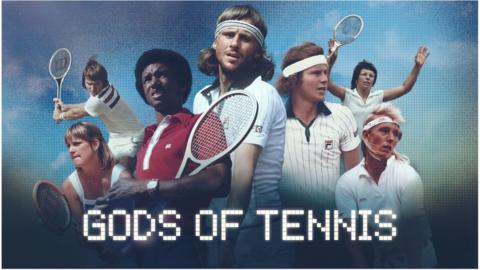 (l-r) Chris Evert, Jimmy Connors, Arthur Ashe, Bjorn Borg, John McEnroe, Billie Jean King, Martina Navaratilova.