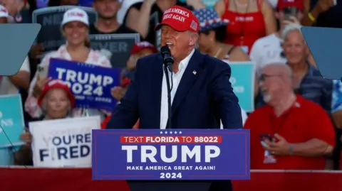 Former President Donald Trump speaks at a campaign rally in Florida