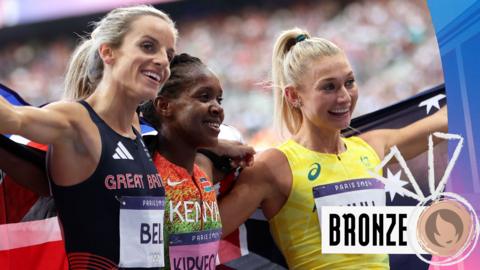 Faith Kipyegon, GB's Georgia Bell and Jessica Hull 