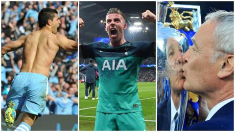 Sergio Aguero, Toby Alderweireld and Claudio Ranieri