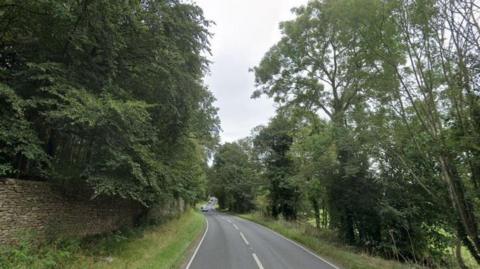 A leafy A-road with lots of twists and turns 