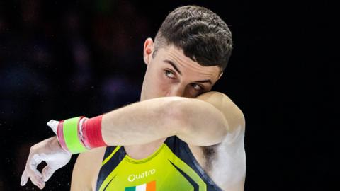 McClenaghan pictured before performing his pommel horse routine