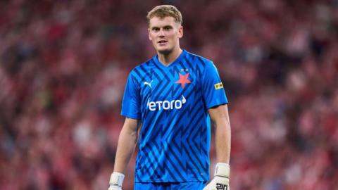 Goalkeeper Antonin Kinsky playing for Slavia Prague