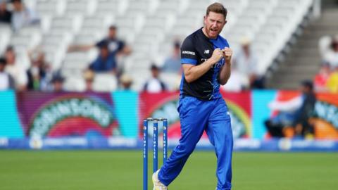 Liam Dawson of London Spirit celebrates during The Hundred