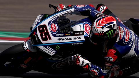 Yamaha's Jonathan Rea takes a corner