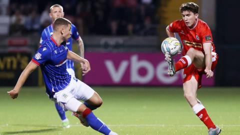 Michael Glynn and Ethan McGee during Cliftonville versus Linfield