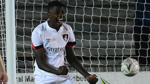 Michael Dacosta Gonzalez celebrates scoring for Bournemouth's under-18s