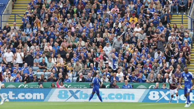 Fans of Leicester City during the Premier League match between Leicester City and Aston Villa