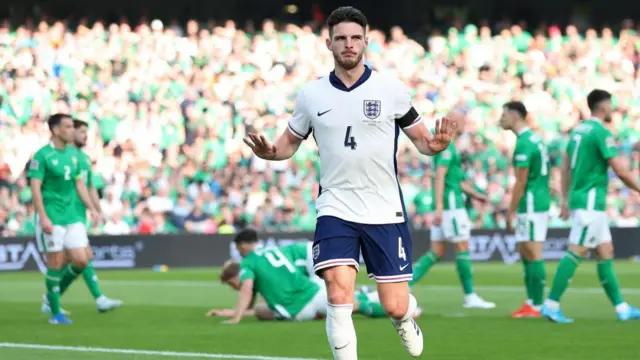 Declan Rice after scoring for England against the Republic of Ireland