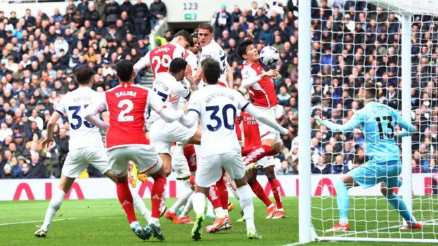 Kai Havertz scores Arsenal's third goal in their win at Tottenham in April